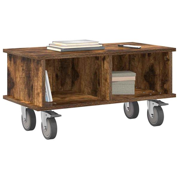 vidaXL Sj&oacute;nvarpsstandur Rau&eth;-eik 68,5 x 35 x 35 cm Samsettur vi&eth;ur