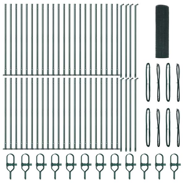 vidaXL Gir&eth;ingarp&oacute;stur Gr&aelig;nn 100 x 1 m (12 x 12 mm net) St&aacute;l og PVC