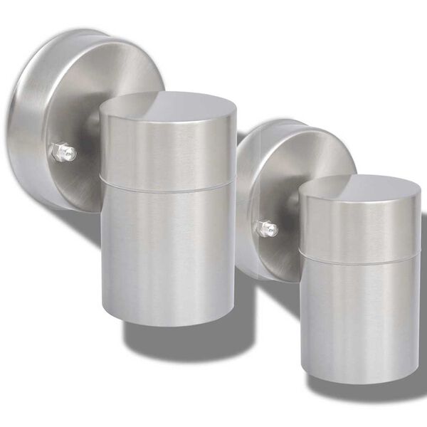 vidaXL LED &Uacute;tivegglj&oacute;s 2 stk Ry&eth;fr&iacute;tt St&aacute;l Ni&eth;ur &aacute; Vi&eth;