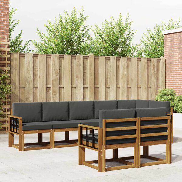 vidaXL &Uacute;ti s&oacute;fasett me&eth; p&uacute;&eth;i 8 pcs N&aacute;tt&uacute;rulegt og Antrac&iacute;t