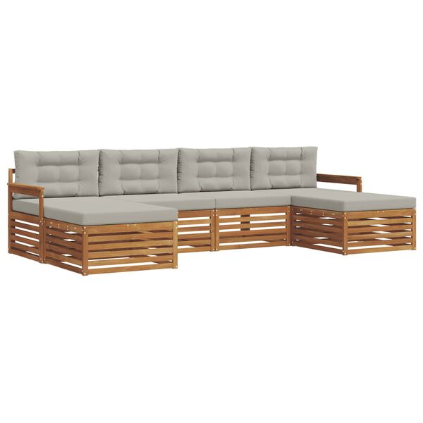 vidaXL S&oacute;fasett 6 pcs N&aacute;tt&uacute;rulegt og Lj&oacute;st Gr&aacute;tt Hrein akas&iacute;utr&eacute;