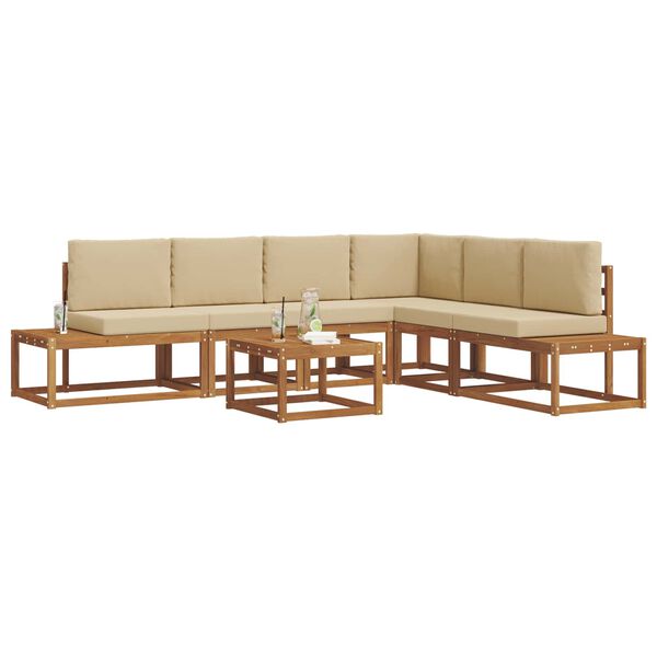 vidaXL &Uacute;ti s&oacute;fasett me&eth; p&uacute;&eth;i 7 Stykki N&aacute;tt&uacute;rulegt og B&eacute;ig