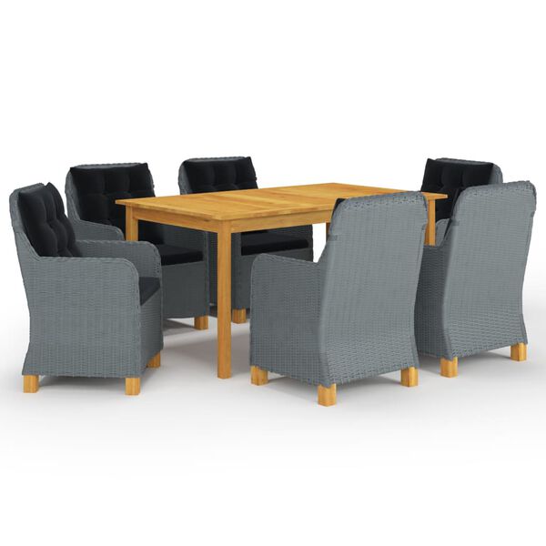 vidaXL 7 Hluta Gar&eth;bor&eth;stofusett Lj&oacute;sgr&aacute;tt