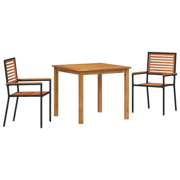 vidaXL Garður borðsett 3 pcs Svartur Poly rattan