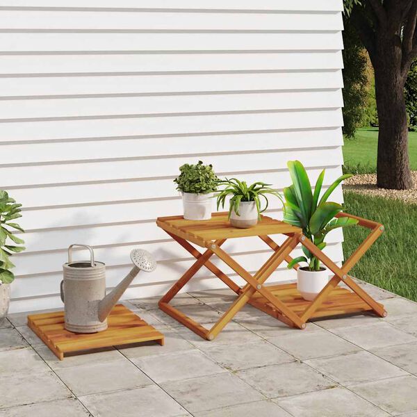 vidaXL 3-h&aelig;&eth;a samanbrj&oacute;tanleg hilla Br&uacute;n Acacia gegnheilvi&eth;i