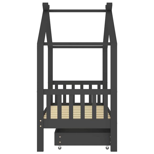 vidaXL R&uacute;mgrind fyrir b&ouml;rn me&eth; Sk&uacute;ffu Gegnheill furuvi&eth;ur 80x160 cm