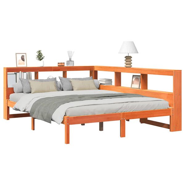 vidaXL R&uacute;mgrind me&eth; B&oacute;kahillu &aacute;n D&yacute;nu Vaxbr&uacute;nn 160x200cm Gegnheil Fura