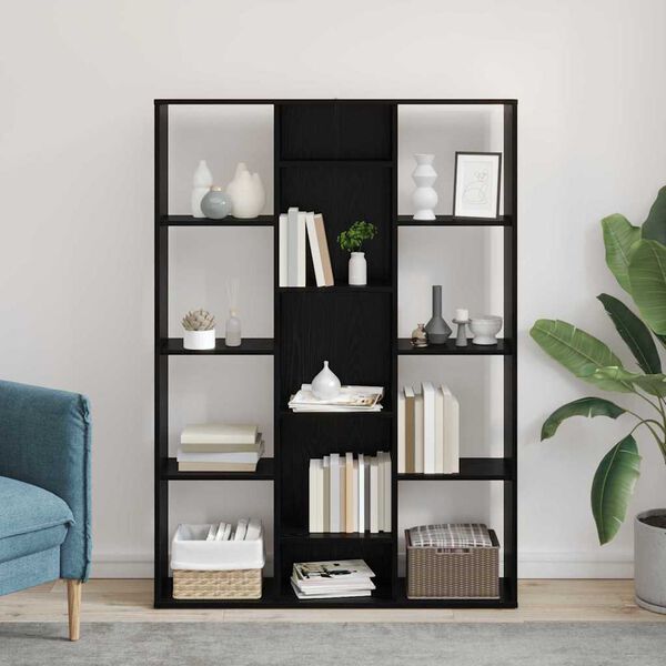 vidaXL Herbergaskiljari Svört eik 100 x 24 x 140 cm Samsettur viður