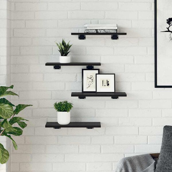 vidaXL B&oacute;kask&aacute;pabretti 4 pcs Svart 40 x 20 x 1,5 cm Samsettur vi&eth;ur