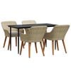 vidaXL Gar&eth;ur bor&eth;sett me&eth; p&uacute;&eth;i 5 pcs Drapplita&eth;ur p&oacute;l&yacute;rattan