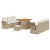 vidaXL Gar&eth;s&oacute;fa sett me&eth; p&uacute;&eth;i 9 pcs Drapplita&eth;ur p&oacute;l&yacute;rattan