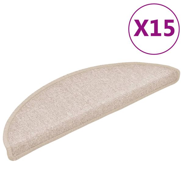 vidaXL Stigamottur 15 stk 56x17x3 cm lj&oacute;sbr&uacute;nar h&aacute;lfhringlaga