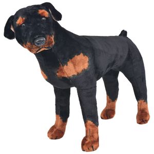 vidaXL Standandi Plush Toy Rottweiler Hundur Svartur og Brúnn XXL