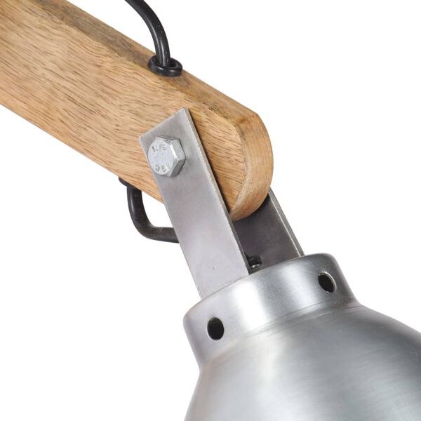 vidaXL Vegglampi E27 Silfur Gegnheill mang&oacute;vi&eth;ur og j&aacute;rn