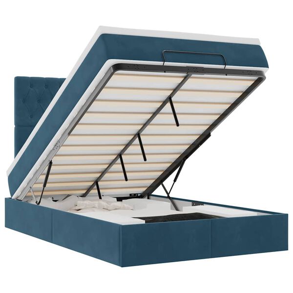 vidaXL Ottoman r&uacute;mgrind me&eth; d&yacute;num D&ouml;kkbl&aacute;r 120x190cm Flauel