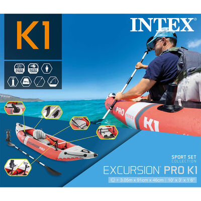 91552 Intex Uppblásanlegur Kajak "Excursion Pro K1" 305x91x46 cm