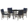 vidaXL Gar&eth;ur bor&eth;sett me&eth; p&uacute;&eth;i 5 pcs Gr&aacute;r og svartur Rattan
