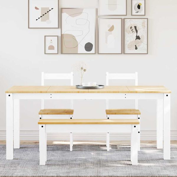 vidaXL 4 Hluta Bor&eth;sett PANAMA&ldquo; Hv&iacute;t Gegnheil Fura