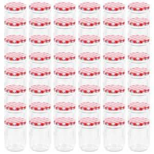 vidaXL Glersultukrukkur með Hvítu og Rauðu Loki 48 stk 230 ml