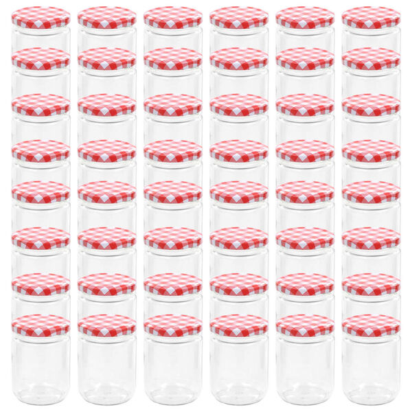 vidaXL Glersultukrukkur með Hvítu og Rauðu Loki 48 stk 230 ml