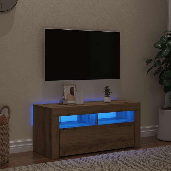 vidaXL sj&oacute;nvarpssk&aacute;pur me&eth; LED lj&oacute;sum 90x35x40 cm Hanna&eth;ur vi&eth;ur