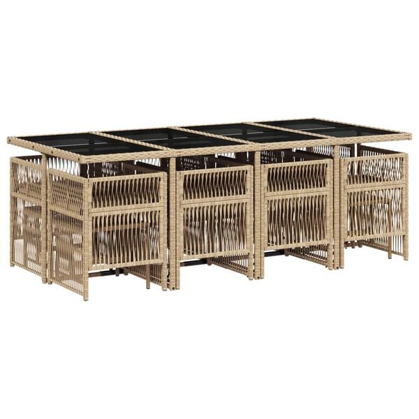 vidaXL 13 Hluta Gar&eth;bor&eth;sett me&eth; Sessum Drapplitu&eth; Blanda P&oacute;l&yacute;rattan