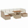 vidaXL Gar&eth;s&oacute;fa sett me&eth; geymslu 8 pcs Drapplita&eth;ur Poly rattan