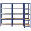 vidaXL 5 laga geymsluhillur 3 stk Blue Steel&Engineered Wood