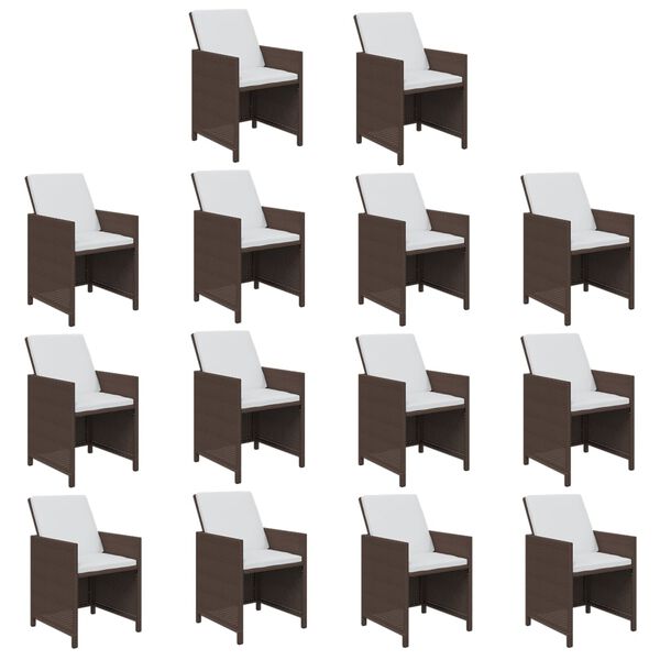 vidaXL 15 Hluta Gar&eth;sett me&eth; S&aelig;tisp&uacute;&eth;um P&oacute;l&yacute;rattan Br&uacute;nt