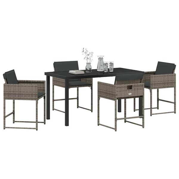 vidaXL Gar&eth;ur bor&eth;sett 5 pcs Gr&aacute;r p&oacute;l&yacute;rattan