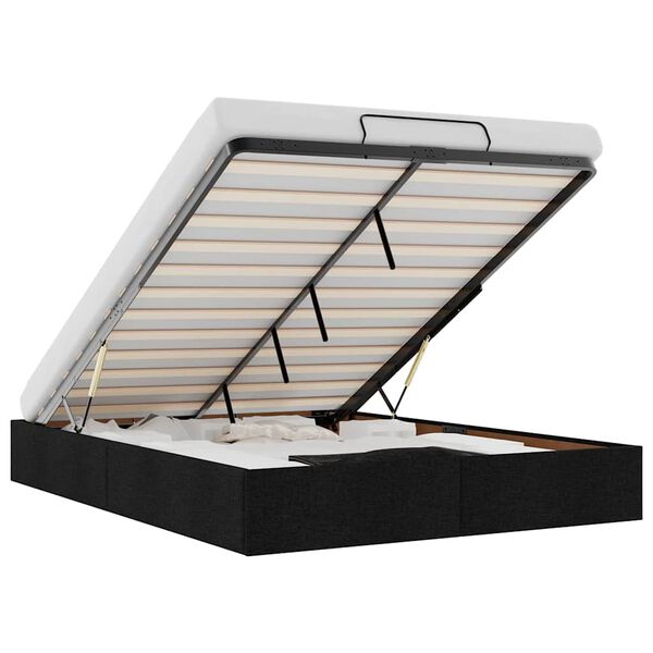 vidaXL Ottoman r&uacute;mgrind &aacute;n d&yacute;nu Svartur 140x200 cm Efni