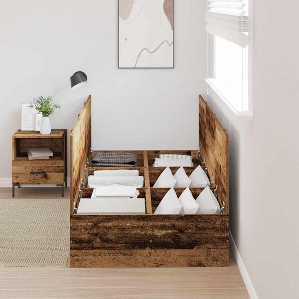 vidaXL Ramsv&iacute;k me&eth; geymslu Gamalt vi&eth;ur 100 x 200 cm Samsettur vi&eth;ur