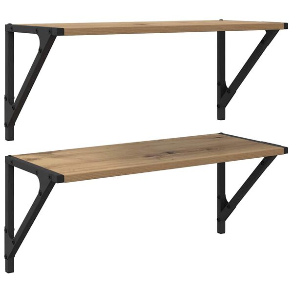 vidaXL Vegghyllur 2 pcs Artisan Eik 60 x 25 x 25,5 cm Samsettur vi&eth;ur