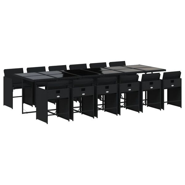 vidaXL 13 Parta Gar&eth;s&oacute;fasett me&eth; Sessum Svart P&oacute;l&yacute;rattan