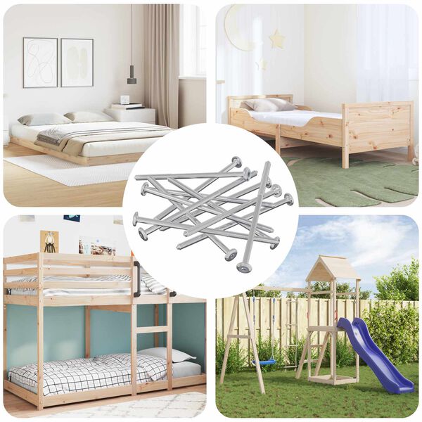 vidaXL Skr&uacute;fa 12 pcs Silfur M6 x 120 mm St&aacute;l