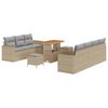 vidaXL Gar&eth;s&oacute;fa sett 10 pcs Drapplita&eth;ur p&oacute;l&yacute;rattan