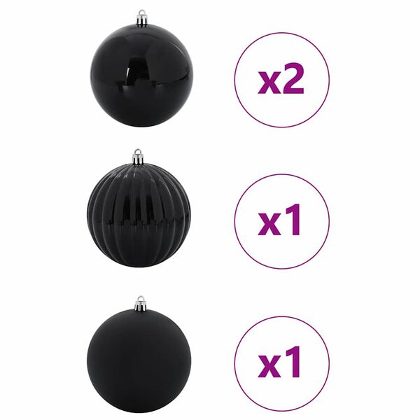 vidaXL Jólaskrautsett 4 pcs Svartur Plast
