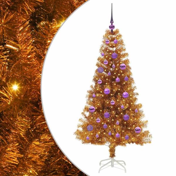 vidaXL Jólatré með 150 LED með standi gold 150 cm PET
