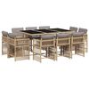 vidaXL 11 Hluta Gar&eth;s&oacute;fasett me&eth; Sessum Drapplitu&eth; Blanda P&oacute;l&yacute;rattan