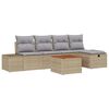 vidaXL Gar&eth;s&oacute;fa sett me&eth; p&uacute;&eth;i 6 pcs Drapplita&eth;ur p&oacute;l&yacute;rattan