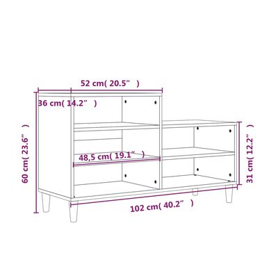 vidaXL Skóskápur Steypugrár 102x36x60 cm Samsettur Viður