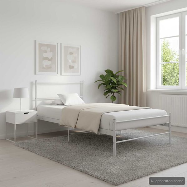 vidaXL Rúmgrind án Dýnu Hvítur Málmur 100x200 cm