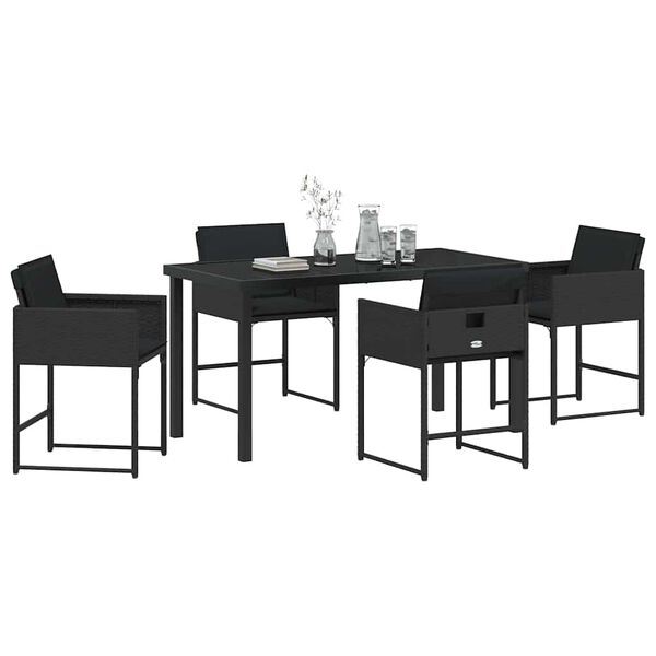 vidaXL Gar&eth;ur bor&eth;sett 5 pcs Svartur p&oacute;l&yacute;rattan