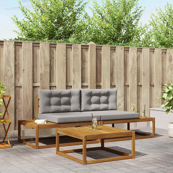 vidaXL &Uacute;ti s&oacute;fasett me&eth; p&uacute;&eth;i 3 Stykki N&aacute;tt&uacute;rulegt og Lj&oacute;st Gr&aacute;tt