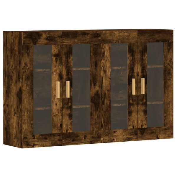 vidaXL Veggfestir Sk&aacute;par 2 stk. Reykt&oacute;na Eikarlitur Samsettur Vi&eth;ur