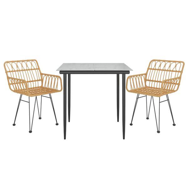 vidaXL 3 Hluta Garðborðstofusett Pólýrattan