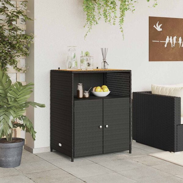 vidaXL Cabinet Svartur 70 x 50 x 87 cm P&oacute;l&yacute;ester og Roly Rattan