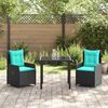 vidaXL Gar&eth;ur bor&eth;sett 3 pcs Svartur Poly rattan