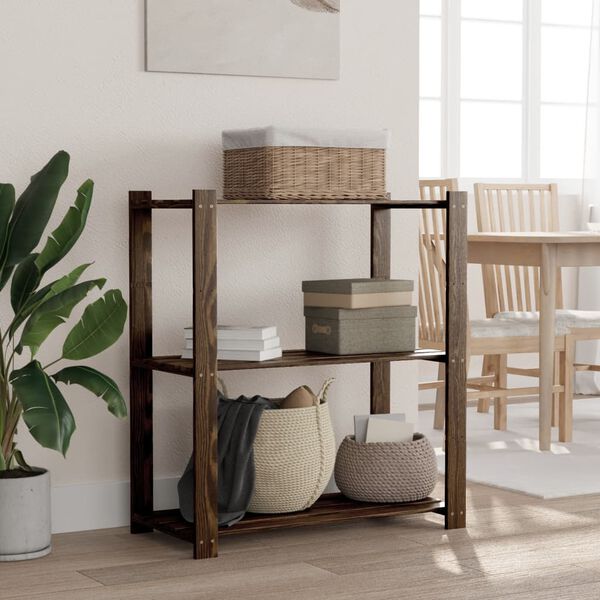 vidaXL Geymslurekki 3 Hillur Svartur 80x38x90 cm Gegnheil Fura