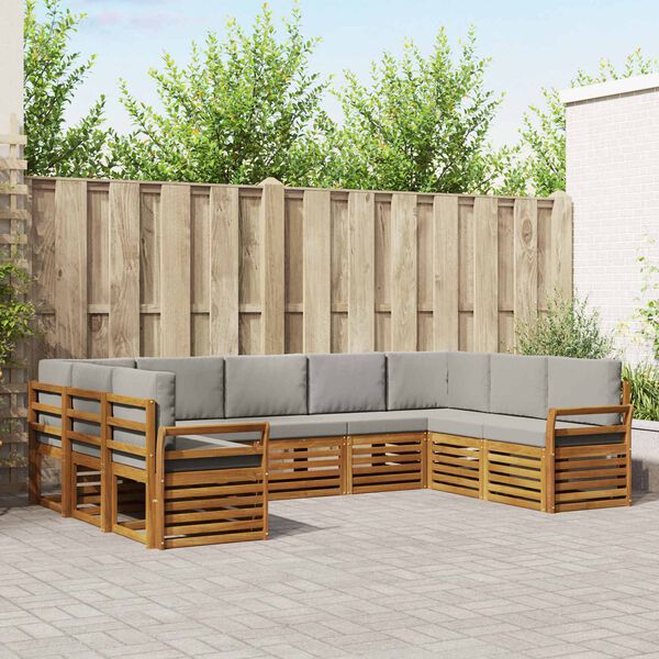 vidaXL S&oacute;fasett 9 pcs N&aacute;tt&uacute;rulegt og Lj&oacute;st Gr&aacute;tt Hrein akas&iacute;utr&eacute;